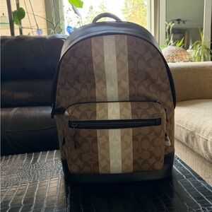 Coach Brown and Black Backpack with Signature Pattern